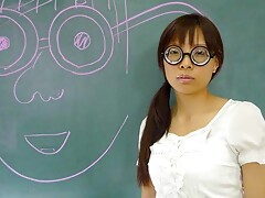 Satsuki Kirioka rubs her clit in front of three students. After cumming, she sucks the men's cocks. Her shaved pussy is licked and fucked while she sucks a dong. During a doggy, she sucks dicks, again. Satsuki loves getting so much cum on her face!video
